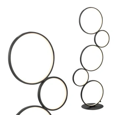 Jonathan Y Pluto Stacked Circles 45" 5-light Contemporary Modern Iron/aluminum Integrated Led Floor In Black