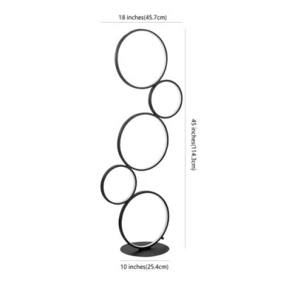 Jonathan Y Pluto Stacked Circles 45" 5-light Contemporary Modern Iron/aluminum Integrated Led Floor In Black