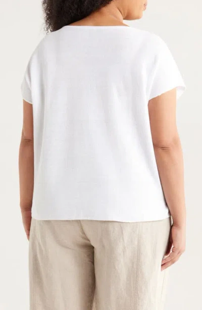 Eileen Fisher Raglan Short Sleeve Organic Cotton Jersey Top In White