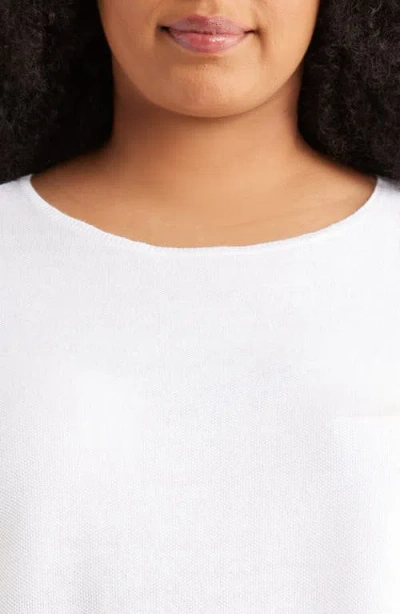 Eileen Fisher Raglan Short Sleeve Organic Cotton Jersey Top In White