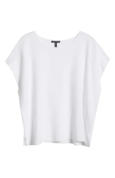 Eileen Fisher Raglan Short Sleeve Organic Cotton Jersey Top In White