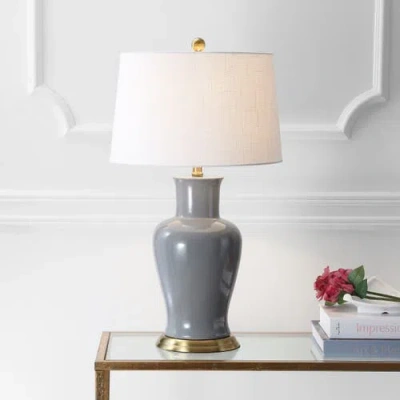 Jonathan Y Julian Traditional Classic Ceramic Urn Led Table Lamp In Gray