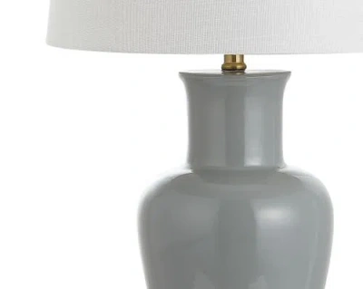 Jonathan Y Julian Traditional Classic Ceramic Urn Led Table Lamp In Gray