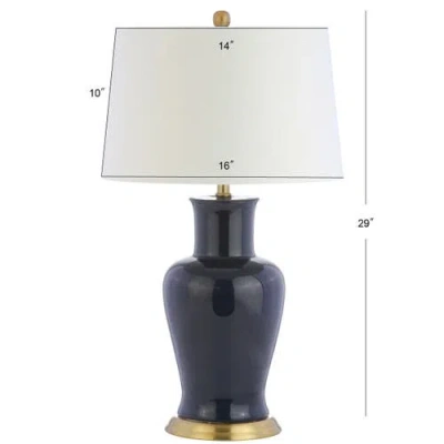 Jonathan Y Julian Traditional Classic Ceramic Urn Led Table Lamp In Navy