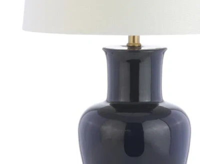 Jonathan Y Julian Traditional Classic Ceramic Urn Led Table Lamp In Navy