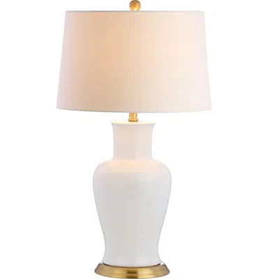 Jonathan Y Julian Traditional Classic Ceramic Urn Led Table Lamp In White/gold