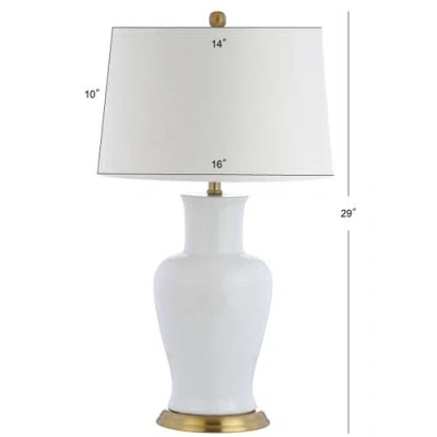 Jonathan Y Julian Traditional Classic Ceramic Urn Led Table Lamp In White/gold