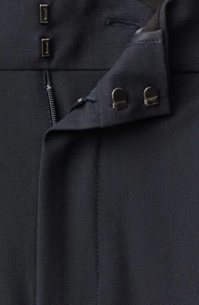Mango Pleated Wide Leg Pants In Navy