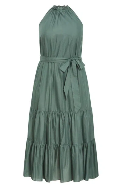 City Chic Kiana High Neck Maxi Dress In Light Khaki