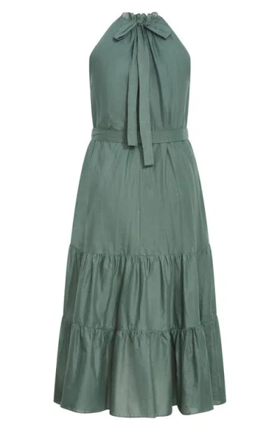 City Chic Kiana High Neck Maxi Dress In Light Khaki