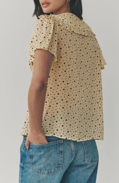 Next Dot Print Platter Collar Button-up Shirt In Yellow