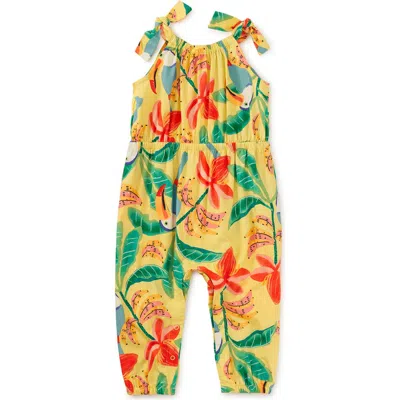Tea Collection Tie Shoulder Baby Romper In Toucan Banana Tree