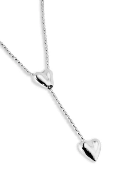 Unode50 Silver-plated Chain With Two Hearts, One Adjustable In Silver