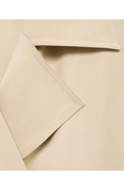 Mango Cotton Crop Trench Coat In Gray