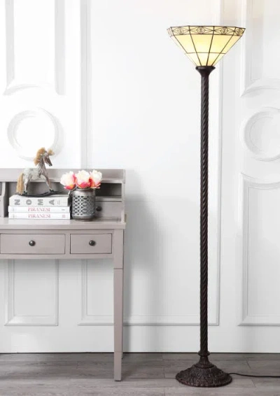 Jonathan Y Moore Tiffany-style 68.57" Torchiere Led Floor Lamp, Bronze In Bronze