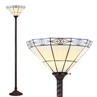 Jonathan Y Moore Tiffany-style 68.57" Torchiere Led Floor Lamp, Bronze In Bronze