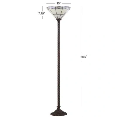 Jonathan Y Moore Tiffany-style 68.57" Torchiere Led Floor Lamp, Bronze In Bronze