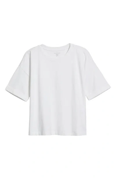 Eileen Fisher Cuffed Sleeve Cotton Crewneck T-shirt In White