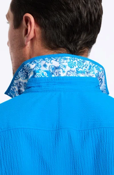 Robert Graham Thresher Short Sleeve Woven Button-up Shirt In Cobalt