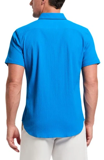 Robert Graham Thresher Short Sleeve Woven Button-up Shirt In Cobalt