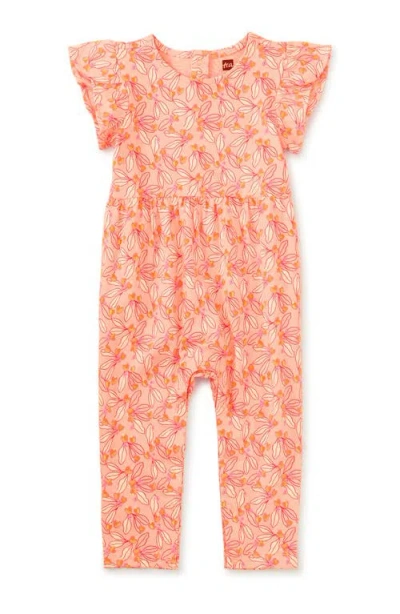 Tea Collection Tulip Sleeve Baby Romper In Tiny Cashew Apples