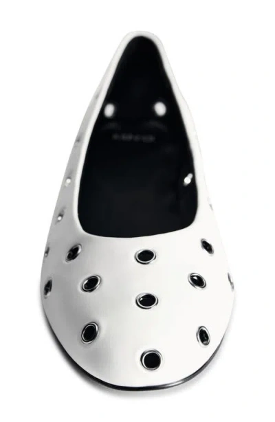 Mango Grommet Ballet Flat In White