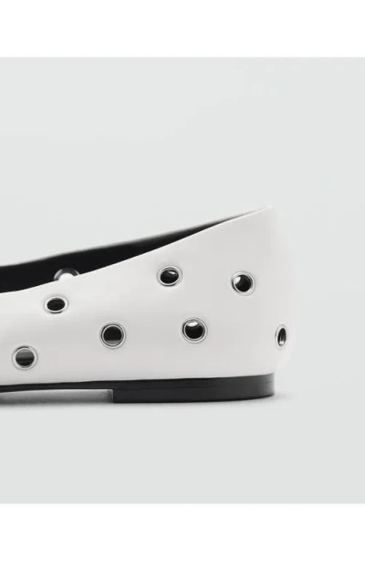 Mango Grommet Ballet Flat In White