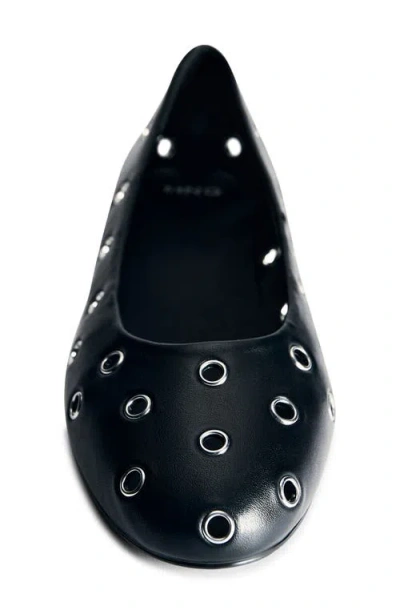 Mango Grommet Ballet Flat In Black