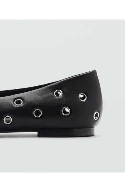 Mango Grommet Ballet Flat In Black