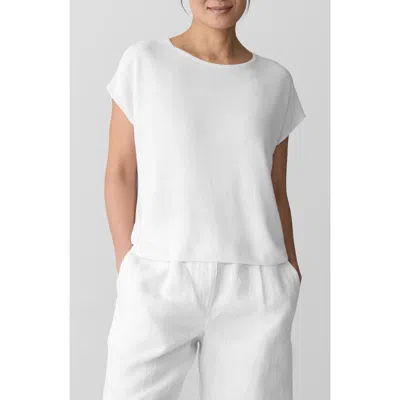 Eileen Fisher Funnel Neck Cap Sleeve Boxy Top In White