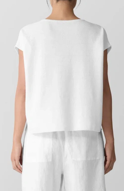 Eileen Fisher Funnel Neck Cap Sleeve Boxy Top In White