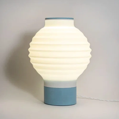Jonathan Y Asian Lantern 15" Vintage Traditional Plant-based Pla 3d Printed Dimmable Led Table Lamp In White/blue