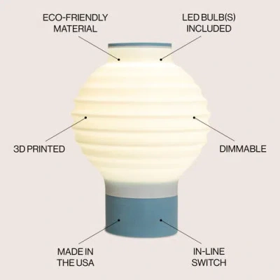 Jonathan Y Asian Lantern 15" Vintage Traditional Plant-based Pla 3d Printed Dimmable Led Table Lamp In White/blue