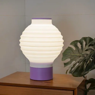 Jonathan Y Asian Lantern 15" Vintage Traditional Plant-based Pla 3d Printed Dimmable Led Table Lamp In White/purple