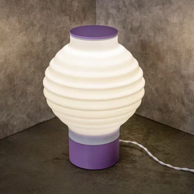 Jonathan Y Asian Lantern 15" Vintage Traditional Plant-based Pla 3d Printed Dimmable Led Table Lamp In White/purple