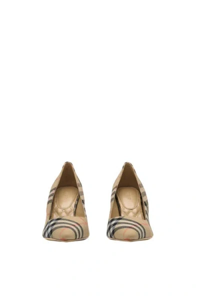 Burberry Archivio Check Baby Pumps In Sand