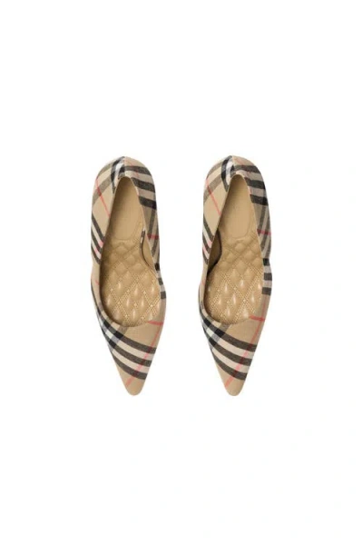 Burberry Archivio Check Baby Pumps In Sand