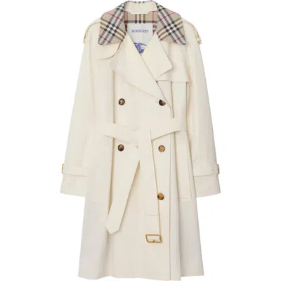 Burberry Mid-length Check Collar Castleford Trench Coat In Cotton