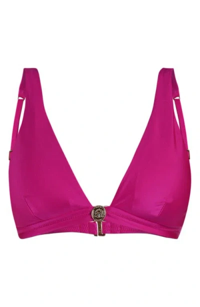 L Agence L'agence Lexie Metallic Bikini Top In Fuchsia