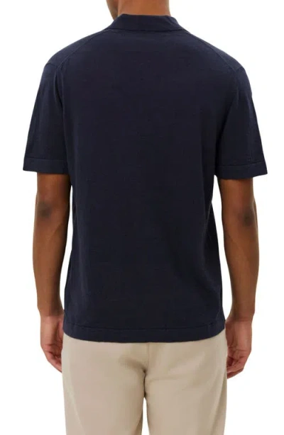 Les Deux Emmanuel Fine-knit Polo Shirt In Blue
