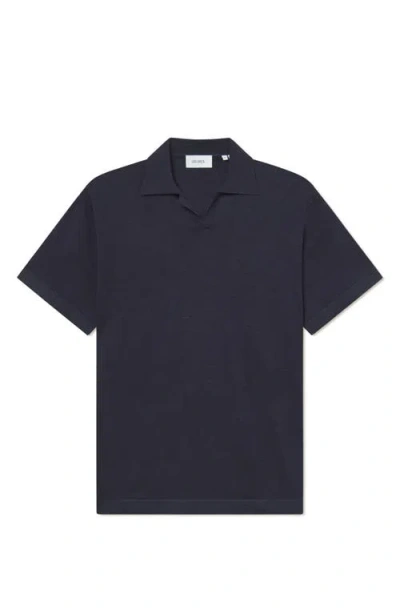 Les Deux Emmanuel Fine-knit Polo Shirt In Blue