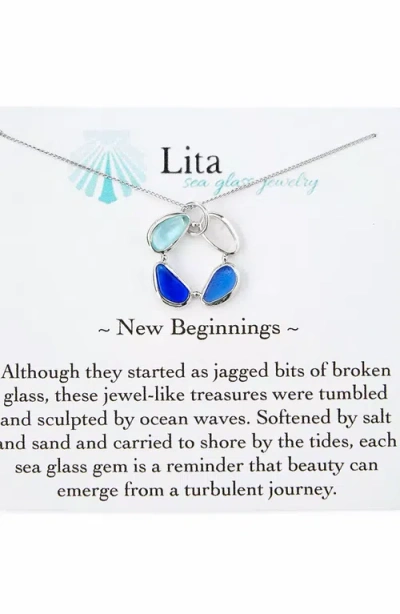 Uncommon Goods New Beginnings Sea Glass Necklace In Light Blue