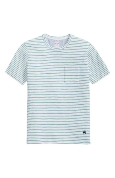 Brooks Brothers Slub Stripe Cotton T-shirt In Green