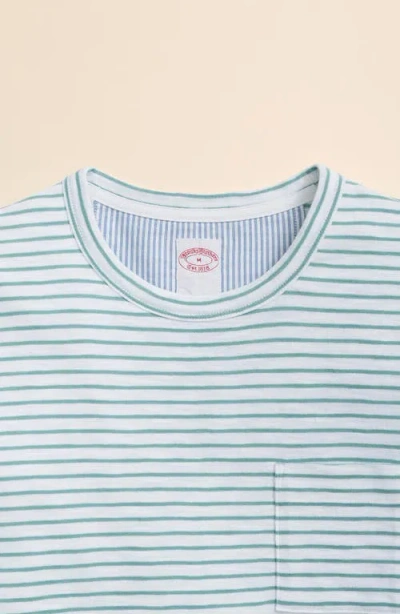 Brooks Brothers Slub Stripe Cotton T-shirt In Green