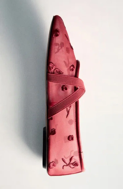 MANGO MANGO FLORAL EMBROIDERED CROSS STRAP BALLERINA FLAT 