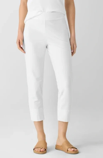 Eileen Fisher Back Slit Crop Straight Leg Pants In White