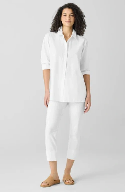 Eileen Fisher Back Slit Crop Straight Leg Pants In White