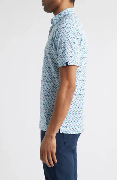 Mizzen + Main Mizzen+main Halyard Trim Fit Dot Print Performance Polo In White Broken Circle