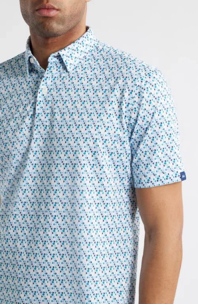 Mizzen + Main Mizzen+main Halyard Trim Fit Dot Print Performance Polo In White Broken Circle