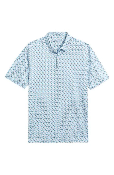 Mizzen + Main Mizzen+main Halyard Trim Fit Dot Print Performance Polo In White Broken Circle